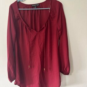 Living Doll Deep Red Blouse with Drawstring